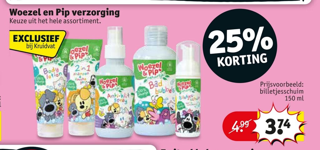 Woezel en Pip verzorging aanbieding bij Kruidvat