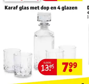 Kruidvat Karaf glas met dop en 4 glazen aanbieding