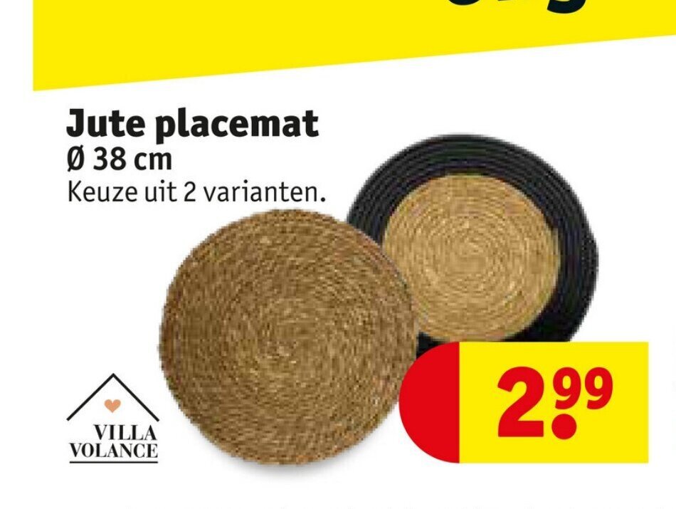 Jute placemat 38 cm aanbieding bij Kruidvat
