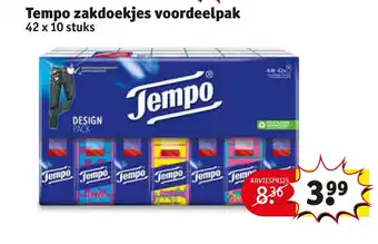 Kruidvat Tempo zakdoekjes voordeelpak 42 x 10 stuks aanbieding