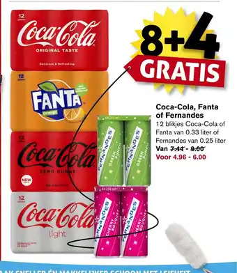 Hoogvliet Coca-Cola, Fanta of Fernandes 12 blikjes Coca-cola aanbieding