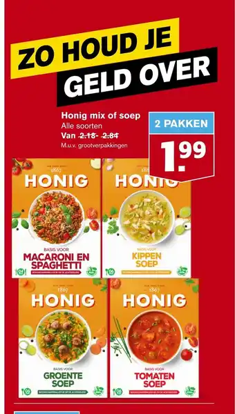 Hoogvliet Honig mix of soep 2 pakken aanbieding