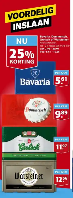 Hoogvliet Bavaria, Dommelsch, Grolsch of Warsteiner 12 - 24 flesjes van 0.33 liter aanbieding