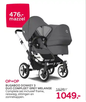 Prenatal Bugaboo donkey 3 duo compleet grey melange aanbieding