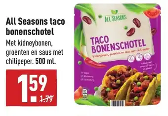 ALDI All seasons taco bonenschotel 500ml aanbieding