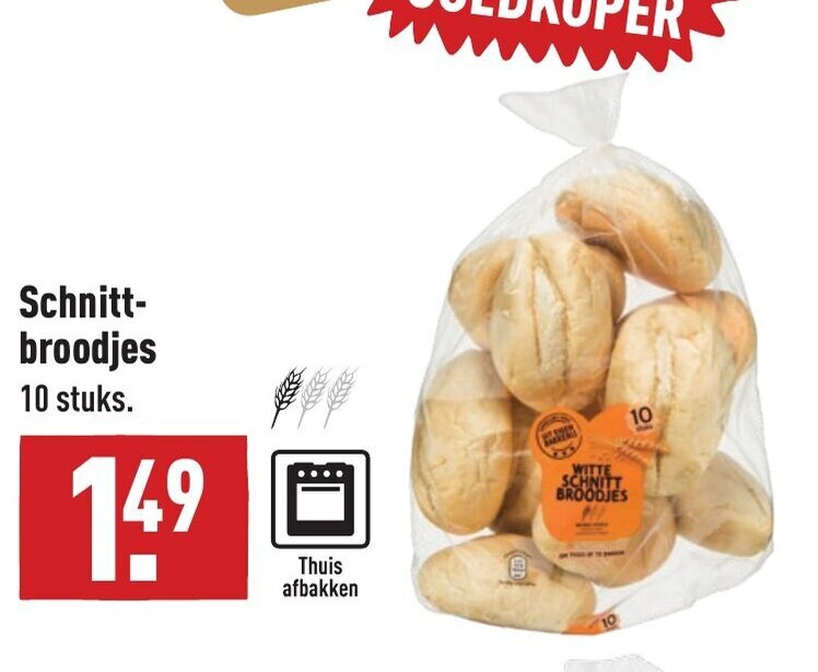 Schnittbroodjes 10 stuks aanbieding bij ALDI