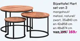 Leen Bakker Bijzettafel mert set van 3 aanbieding