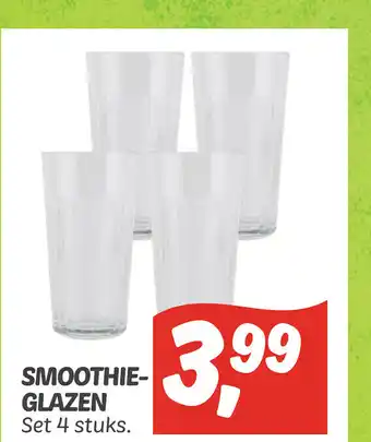 Dekamarkt Smoothie-glazen set 4 stuks aanbieding