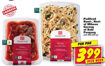 Nettorama Padifood Bami-, Nasi- of Mihoen Goreng of Babi Pangang 900/350g aanbieding