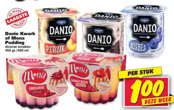 Nettorama Danio kwark of Mona Pudding 450g/450ml aanbieding