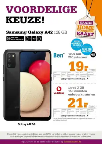 Telecombinatie Samsung galaxy a42 128 gb aanbieding