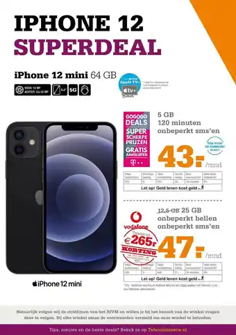 Telecombinatie IPhone 12 mini 64 GB aanbieding