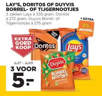 Jumbo Lay's, doritos of duyvis borrel- of tijgernootjes aanbieding