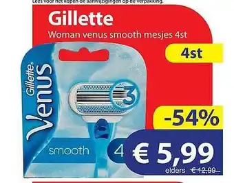 Die Grenze Gillette Woman Venus Smooth Mesjes aanbieding