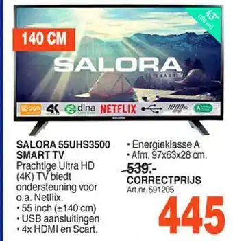 Correct Salora 55UHS3500 Smart TV 140cm aanbieding