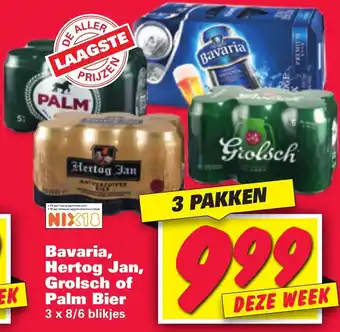 Nettorama Bavaria, Hertog Jan, Grolsch of Palm bier 3x8/6 blikjes aanbieding