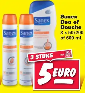 Nettorama Sanex deo of Douche 3x50/200 of 600ml aanbieding