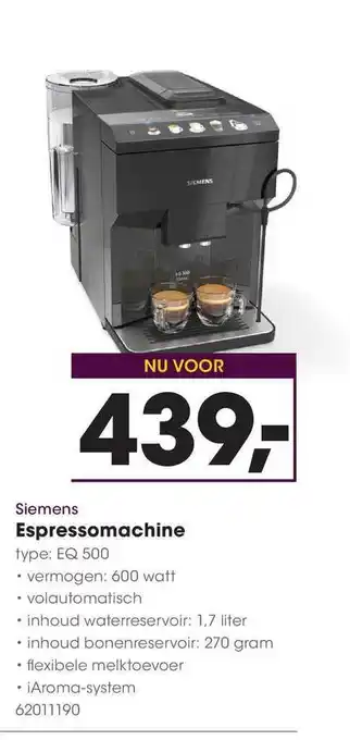 HANOS Siemens Espressomachine aanbieding