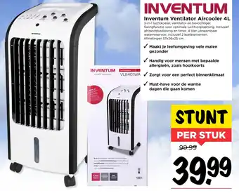 Vomar Voordeelmarkt Inventum Ventilator Aircooler 4L aanbieding