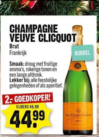 Dirck 3 Champagne Veuve Clicquot Brut 75ml aanbieding