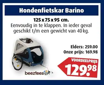 Huisdier Voordeelshop Hondenfietskar Barino 125 x 75 x 95 cm aanbieding