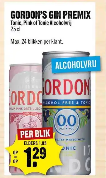 Dirck 3 Gordon's Gin Premix Tonic, Pink Of Tonic Alcoholvrij aanbieding