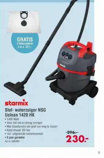 Enorm Starmix Stof- Waterzuiger NSG Uclean 1420 HK aanbieding