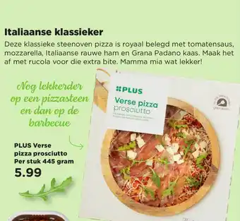 PLUS Plus Verse Pizza Prosciutto 445g aanbieding