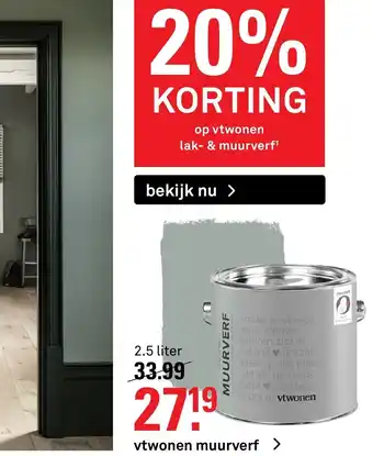 Karwei vtwonen muurverf 2.5L aanbieding