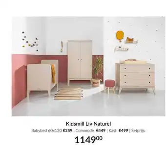 Babypark Kidsmill Liv Naturel Babybed 60x120 | Commode | Kast aanbieding