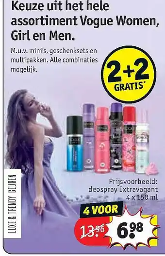 Kruidvat Keuze Uit Het Hele Assortiment Vogue Women, Girl En Men 2+2 Gratis aanbieding