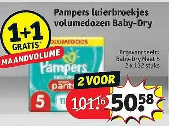 Kruidvat Pampers Luierbroekjes Volumedozen Baby-Dry 1+1 Gratis aanbieding