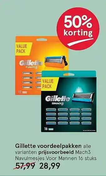 Etos Gillette Voordeelpakken 50% Korting aanbieding