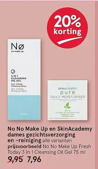 Etos No no make up en skinacademy dames gezichtsverzorging en -reiniging 20% Korting aanbieding