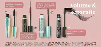 Etos L'Oréal paris volume million lashes waterproof, max factor masterpiece max, etos care for me gently mascara black of rimmel e aanbieding