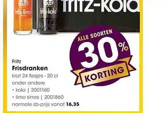 HANOS Fritz frisdranken 30% Korting aanbieding