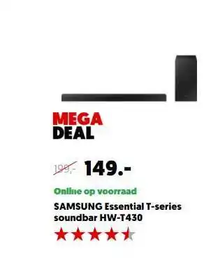 MediaMarkt Samsung Essential T-Series Soundbar HW-T430 aanbieding