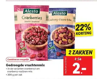 Lidl Alesto gedroogde vruchtenmix 22% Korting aanbieding