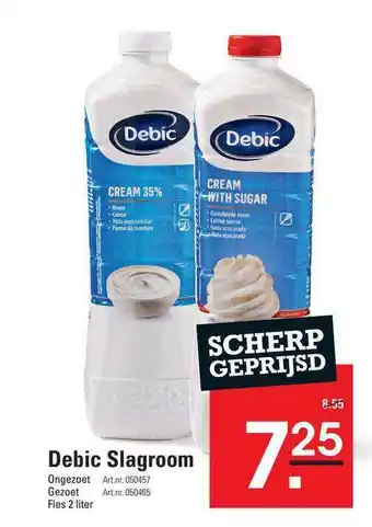 Sligro Debic Slagroom Ongezoet Of Gezoet aanbieding