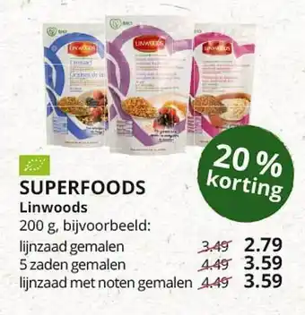 Natuurwinkel Superfoods Linwoods 20% Korting aanbieding