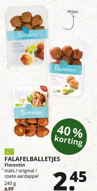 Natuurwinkel Falafel balletjes florentin 40% Korting aanbieding