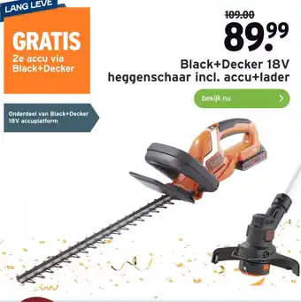 GAMMA Black+decker 18v heggenschaar incl. accu+lader aanbieding