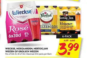 Dekamarkt Wieckse, hoegaarden, hertog jan weizen of grolsch weizen aanbieding