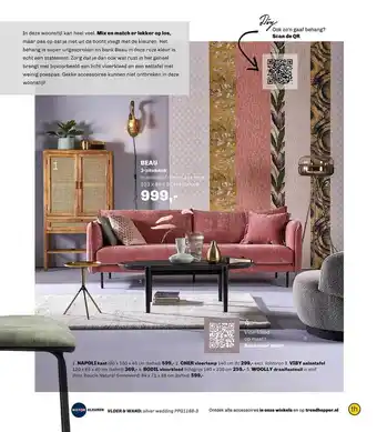 Trendhopper Beau 3-zitsbank, napoli kast, cher vloerlamp, viby salontafel, bodil vloerkleed of woolly draaifauteuil aanbieding