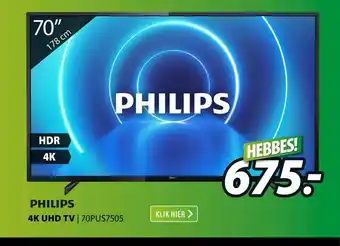 Expert Philips 4K uhd tv | 70PUS7505 70" aanbieding