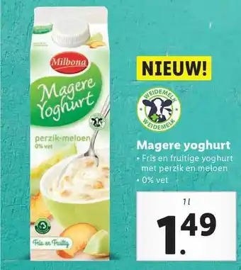 Lidl Milbona magere yoghurt aanbieding