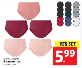 Lidl Esmara lingerie 5 damesslips aanbieding