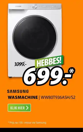 Expert Samsung Wasmachine | WW80T936ASH-S2 aanbieding