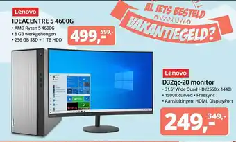 Paradigit Lenovo Ideacentre 5 4600G Of Lenovo D32QC-20 Monitor aanbieding