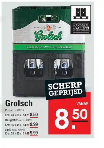 Sligro Grolsch pils, beugelfles Of 0.0% aanbieding